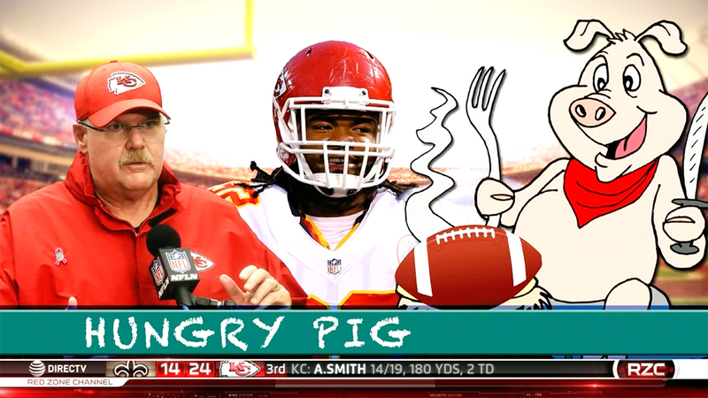 Three hungry pigs. (Screenshot: Fox/DirecTV)